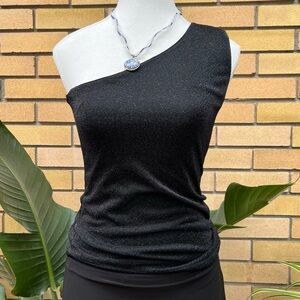 vintage seductions one shoulder sparkly black top for going out